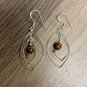 Sterling silver Tiger eye dangle earrings